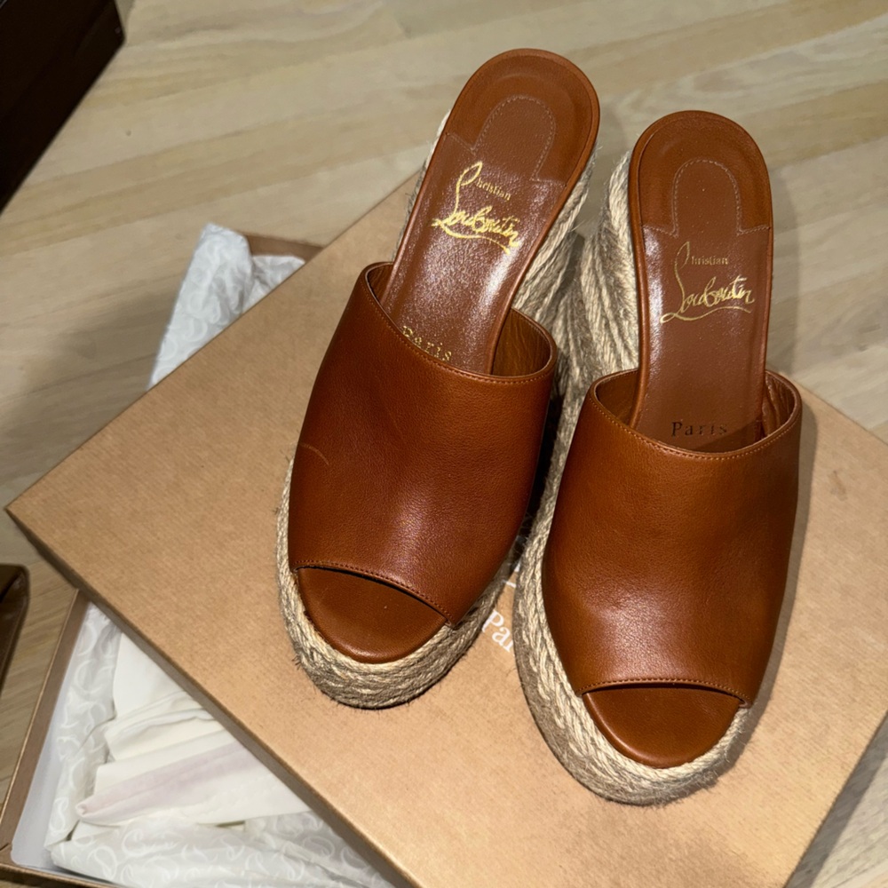 Christian Louboutin Brown Leather Espadrilles